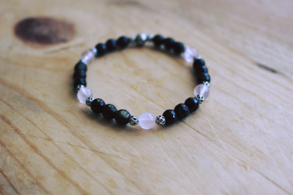 Duo de bracelets quartz rose et obsidienne - Isaure – Image 2