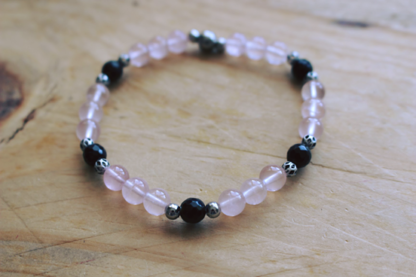 Duo de bracelets quartz rose et obsidienne - Isaure – Image 3