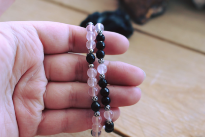 Duo de bracelets quartz rose et obsidienne - Isaure – Image 5