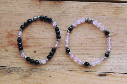 bracelets quartz rose obsidienne