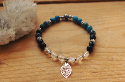 Bracelet apatite, obsidienne neige et cristal de roche - Margot – Image 2