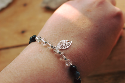 Bracelet apatite, obsidienne neige et cristal de roche - Margot – Image 3