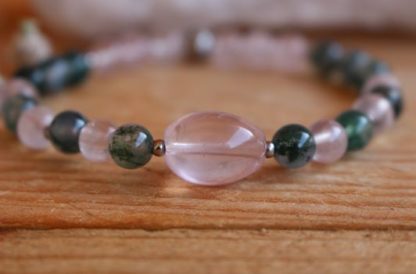 Bracelet quartz rose et agate mousse - Eve – Image 2