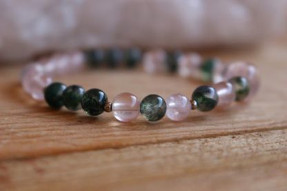 Bracelet quartz rose et agate mousse - Eve – Image 3