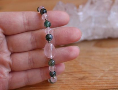 Bracelet quartz rose et agate mousse - Eve – Image 6