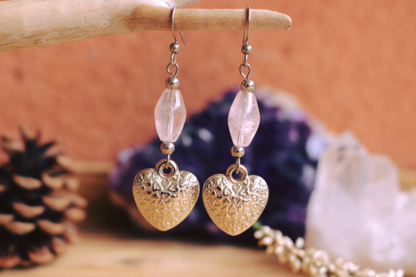 boucles d'oreilles quartz rose