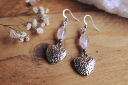 Boucles d'oreilles quartz rose - Valentine – Image 2