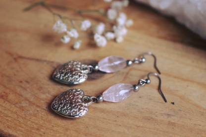 Boucles d'oreilles quartz rose - Valentine – Image 3