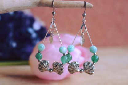 Boucles d'oreilles aventurine verte et amazonite - Eglantine