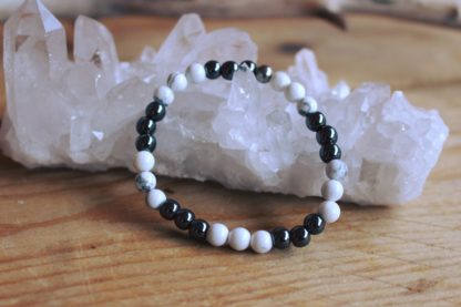 Bracelet howlite et hématite - Carole