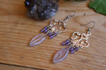 boucles d'oreilles améthyste la voie minérale lithothérapie bijoux