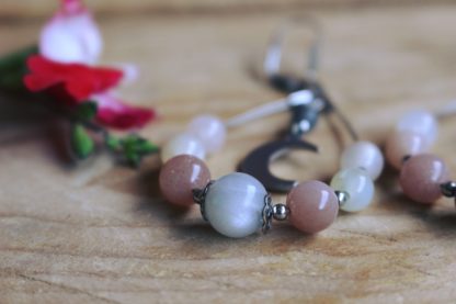 Boucles d'oreilles en pierre de lune bijoux lithothérapie pierres naturelles