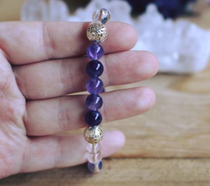 Bijoux pierres naturelles lithothérapie bracelet améthyste cristal de roche