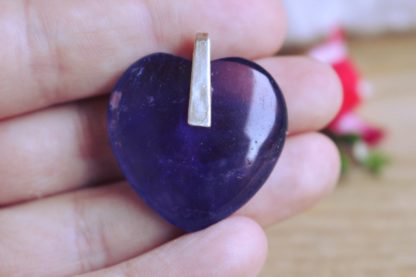 Pendentif coeur en améthyste bijoux en pierres naturelles pour la lithothérapie