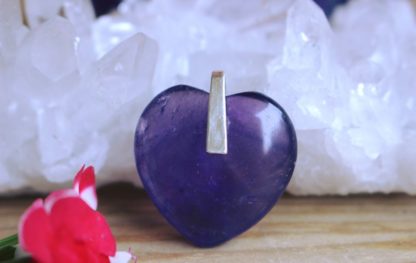 Pendentif coeur en améthyste bijoux en pierres naturelles pour la lithothérapie