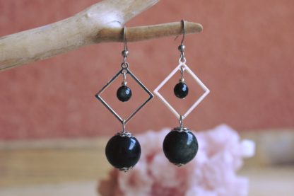 Boucles d'oreilles en obsidienne dorée bijoux lithothérapie pierres naturelles