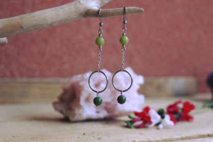 Boucles d'oreilles en jade bijoux pierres naturelles lithothérapie fait main