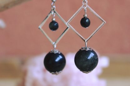 Boucles d'oreilles en obsidienne dorée bijoux lithothérapie pierres naturelles