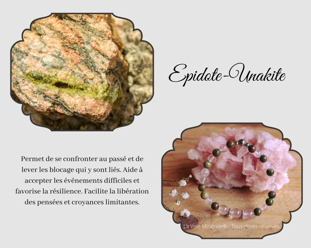 Vertus propriétés epidote unakite lithothérapie