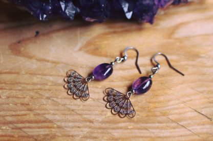 Boucles d'oreilles en améthyste bijoux pierres naturelles cadeau femme lithothérapie fait main