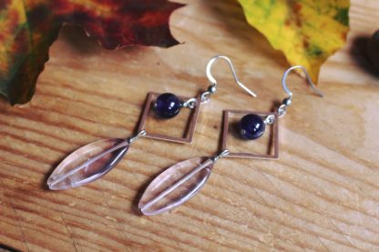 boucles d'oreilles en améthhyste fait main fait en france artisan lithothérapie pierres naturelles cadeau femme