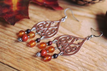 Boucles d'oreilles cornaline et jaspe rouge (réservées) – Image 4