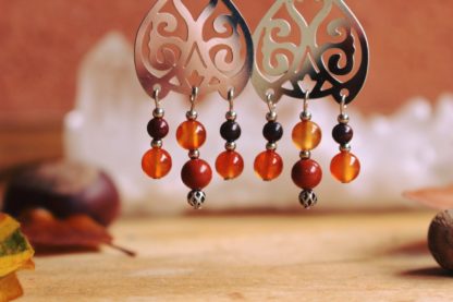 Boucles d'oreilles cornaline et jaspe rouge (réservées) – Image 2