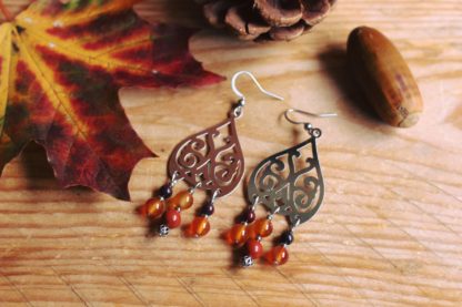 Boucles d'oreilles cornaline et jaspe rouge (réservées) – Image 3