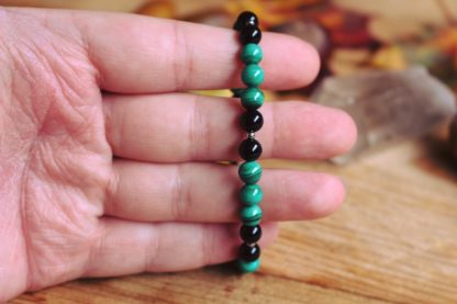 Bracelet en malachite tourmaline noire pierres naturelles bijoux lithothérapie fait main fait en france cadeau femme