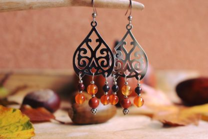 Boucles d'oreilles cornaline et jaspe rouge (réservées)