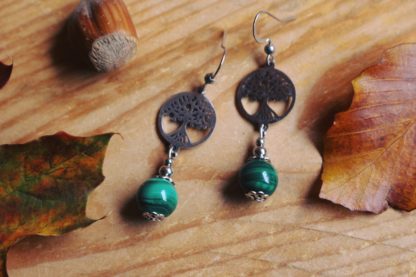 Boucles d'oreilles malachite - Image 3