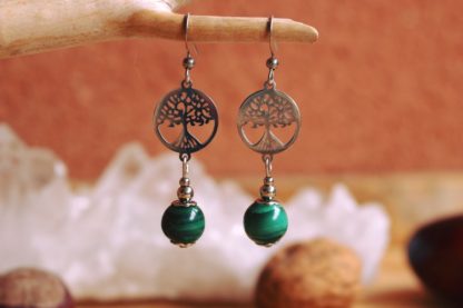 Boucles d'oreilles malachite