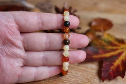 Bracelet en cornaline, bronzite et calcite jaune pierres naturelles lithothérapie fait main artisan français cadeau femme