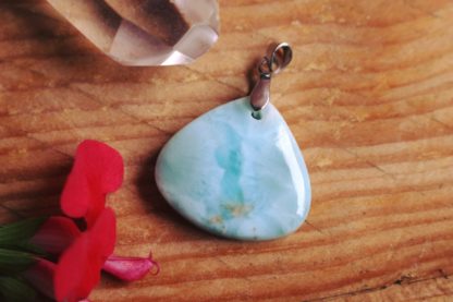 Pendentif larimar pierre naturelle bijoux lithothérapie fait main artisanat français cadeau femme