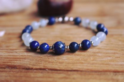 Bracelet en aigue-marine et lapis-lazuli pierres naturelles lithothérapie bijoux fait main fabriqué en france artisan cadeau femme