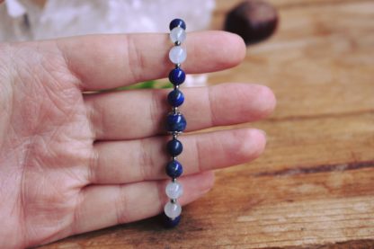 Bracelet en aigue-marine et lapis-lazuli pierres naturelles lithothérapie bijoux fait main fabriqué en france artisan cadeau femme