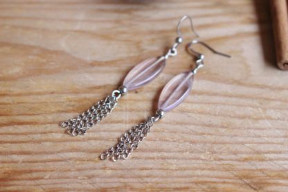 Boucles d'oreilles en améthyste claire pierres naturelles lithothérapie bijoux artisanaux fait main fabriqué en france cadeau femme