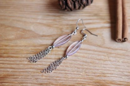 Boucles d'oreilles en améthyste claire pierres naturelles lithothérapie bijoux artisanaux fait main fabriqué en france cadeau femme