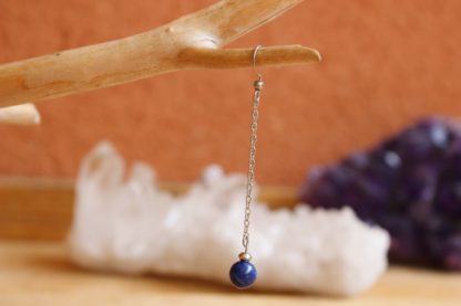 Boucles d'oreilles asymétriques lapis-lazuli lithothérapie pierres naturelles bijoux originaux made in france cadeau femme