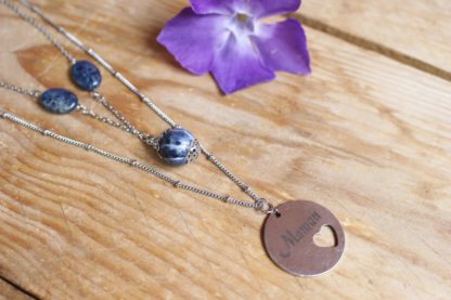 collier amovible 2 en 1 3 en 1 en sodalite pierres naturelles lithothérapie fait main fabriqué en france cadeau fête des mères 2021