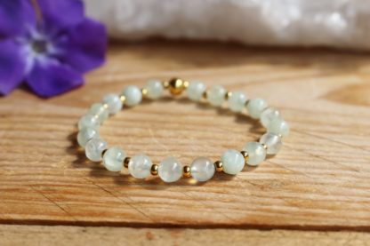 Bracelet en préhnite pierres naturelles lithothérapie bijoux fait main fabriqué en france artisanat cadeau femme Besançon