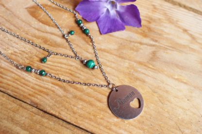 collier amovible 2 en 1 3 en 1 en malachite pierres naturelles lithothérapie fait main fabriqué en france cadeau fête des mères 2021