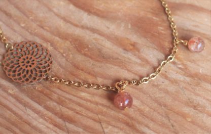 Chaîne de cheville pierres naturelles lithothérapie fait main bijoux artisanaux fabriqué en france cadeau femme