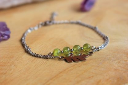 Bracelet en péridot pierres naturelles bijoux lithothérapie bien-être fait main artisanal cadeau femme