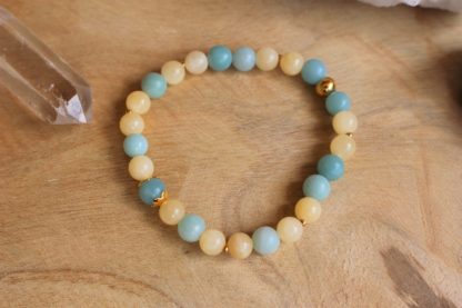 bracelet en amazonite et calcite jaune lithothérapie bijoux pierres véritables et naturelles