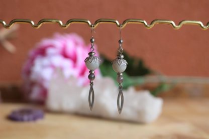 boucles d'oreilles en pierre de lune lithothérapie bijoux pierres véritables et naturelles