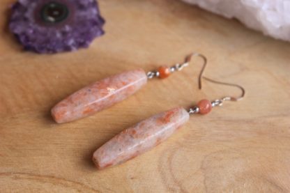 Boucles d'oreilles en pierre de soleil bijoux en pierres naturelles pour la lithothérapie