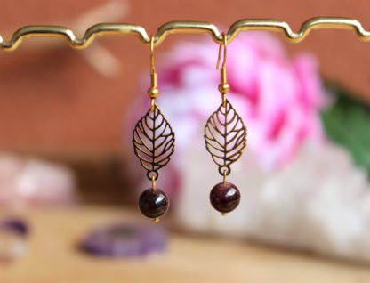 Boucles d'oreilles en grenat almandin bijoux pierres naturelles lithothérapie