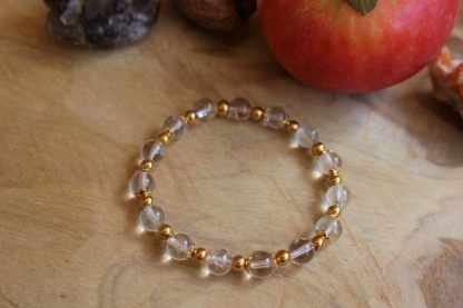 bracelet en cristal de roche lithothérapie bijoux pierres véritables et naturelles