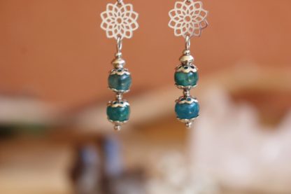 boucles d'oreilles en apatite bleue lithothérapie bijoux pierres véritables et naturelles